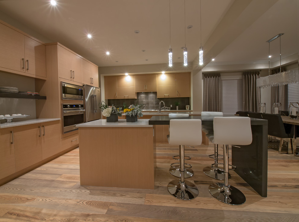 Example of a trendy kitchen design in Edmonton
