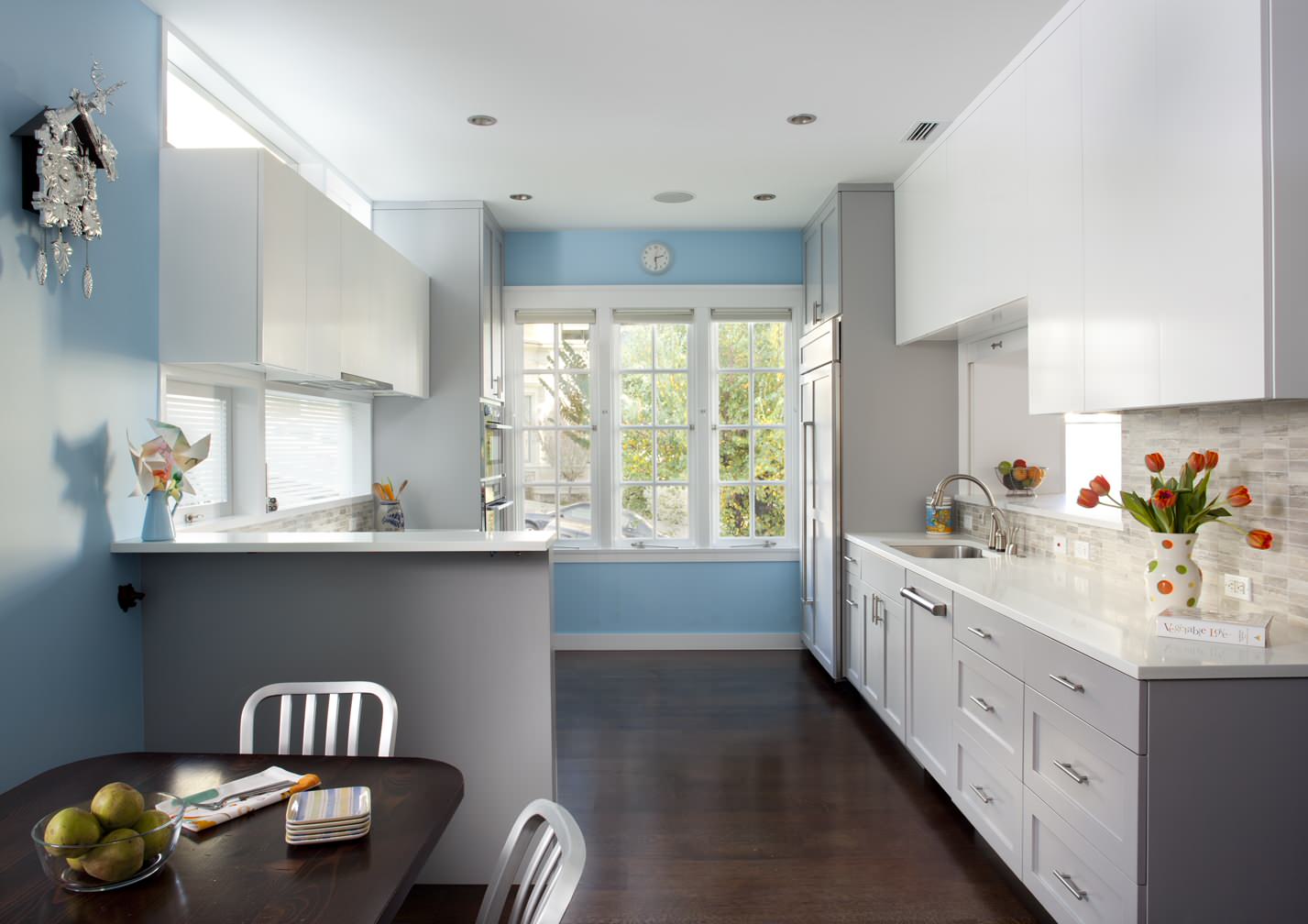 Grey Cabinets Blue Walls Houzz