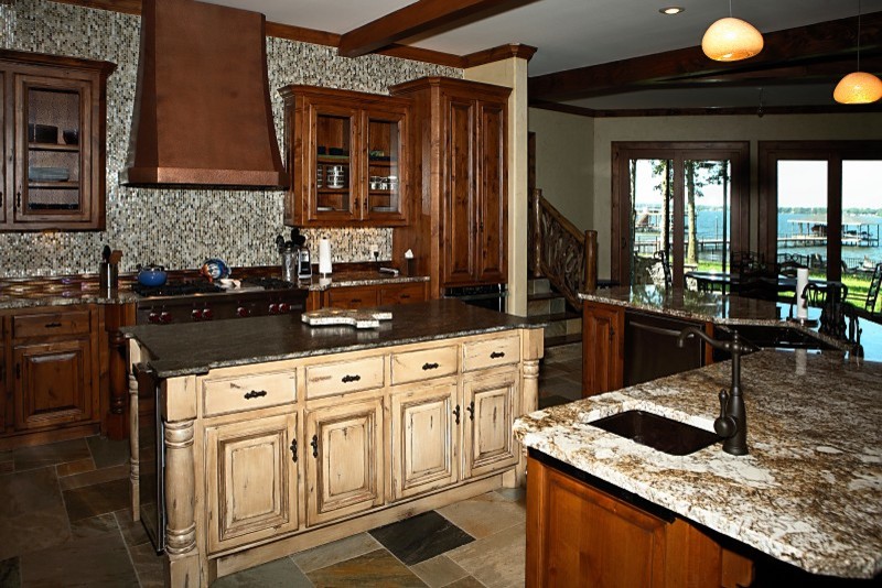 This is an example of a rustic kitchen in Dallas.