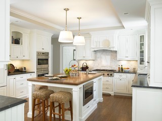 Kitchen corner with wooden worktop and … – License Images