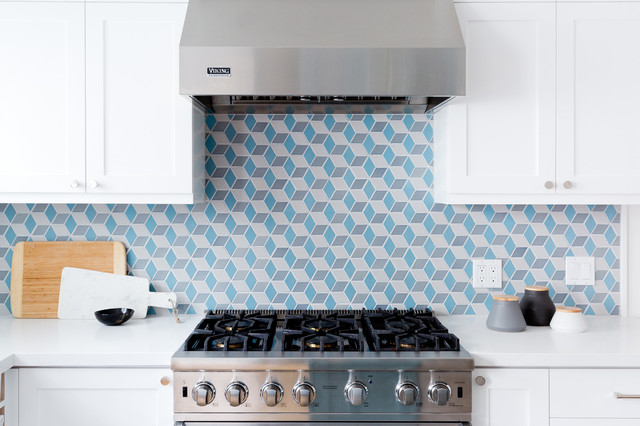 White Hex Tile Behind-the-Range Backsplash - Eclectic - Kitchen - San  Francisco - by Fireclay Tile
