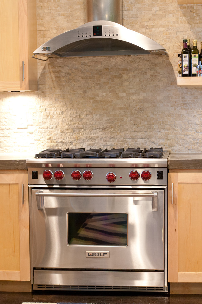 Example of a minimalist kitchen design in Dallas