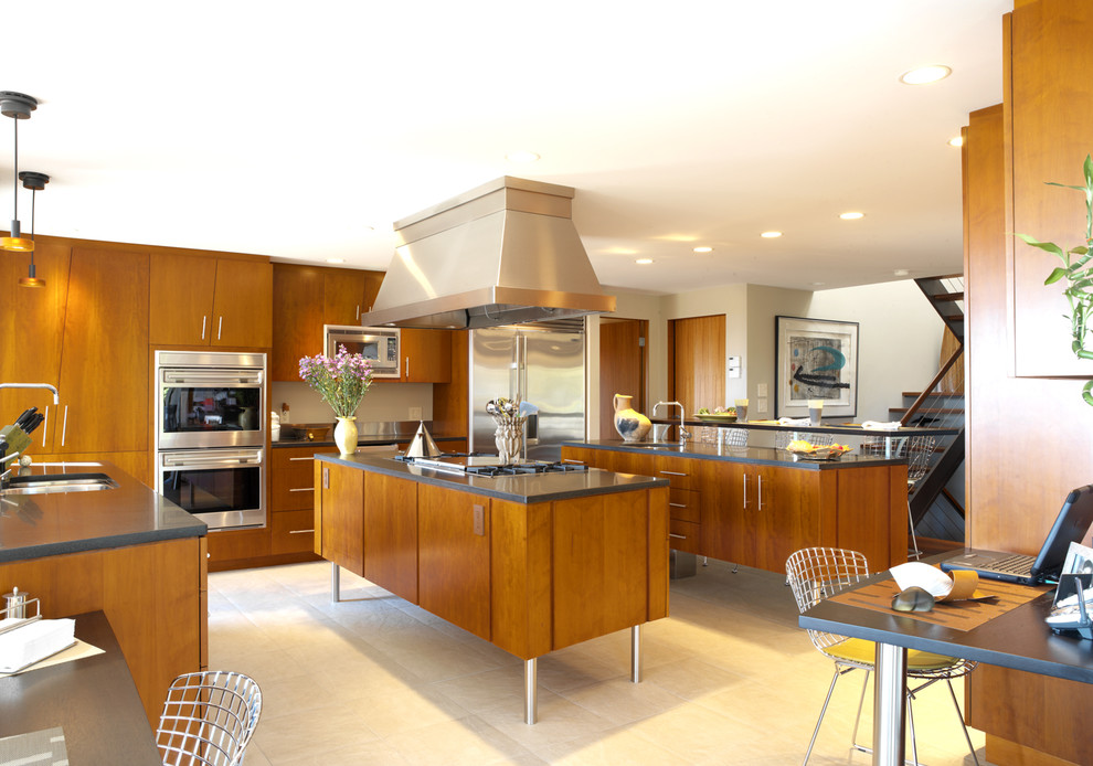 Photo of a contemporary kitchen in Burlington with stainless steel appliances.