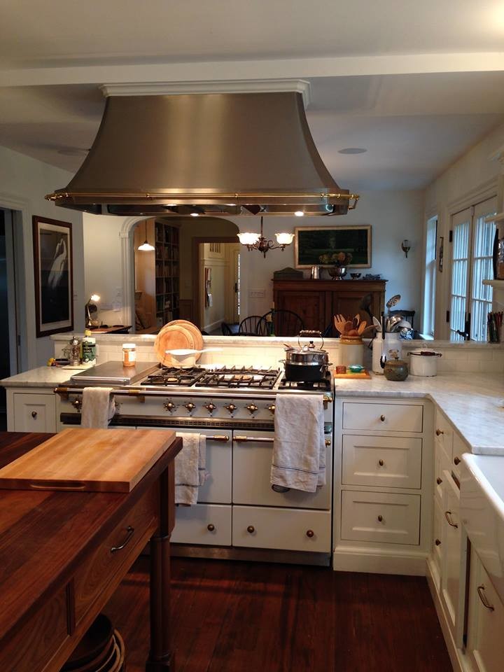 VentAHood Island hood with Brass Rail Craftsman Kitchen Dallas