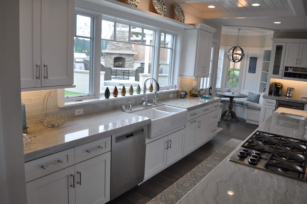 This is an example of a nautical kitchen in Santa Barbara.
