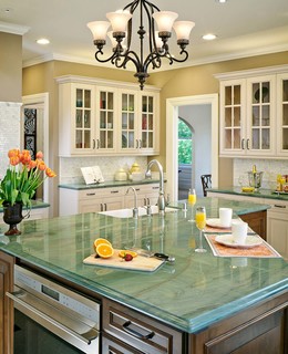 Sage green kitchen in a renovated Victorian home, Southport