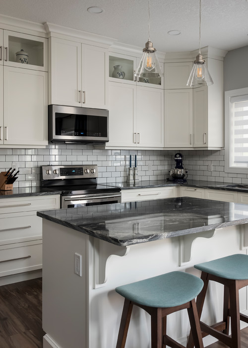 White Subway Backsplash with Black Countertop – Timeless Combination ...