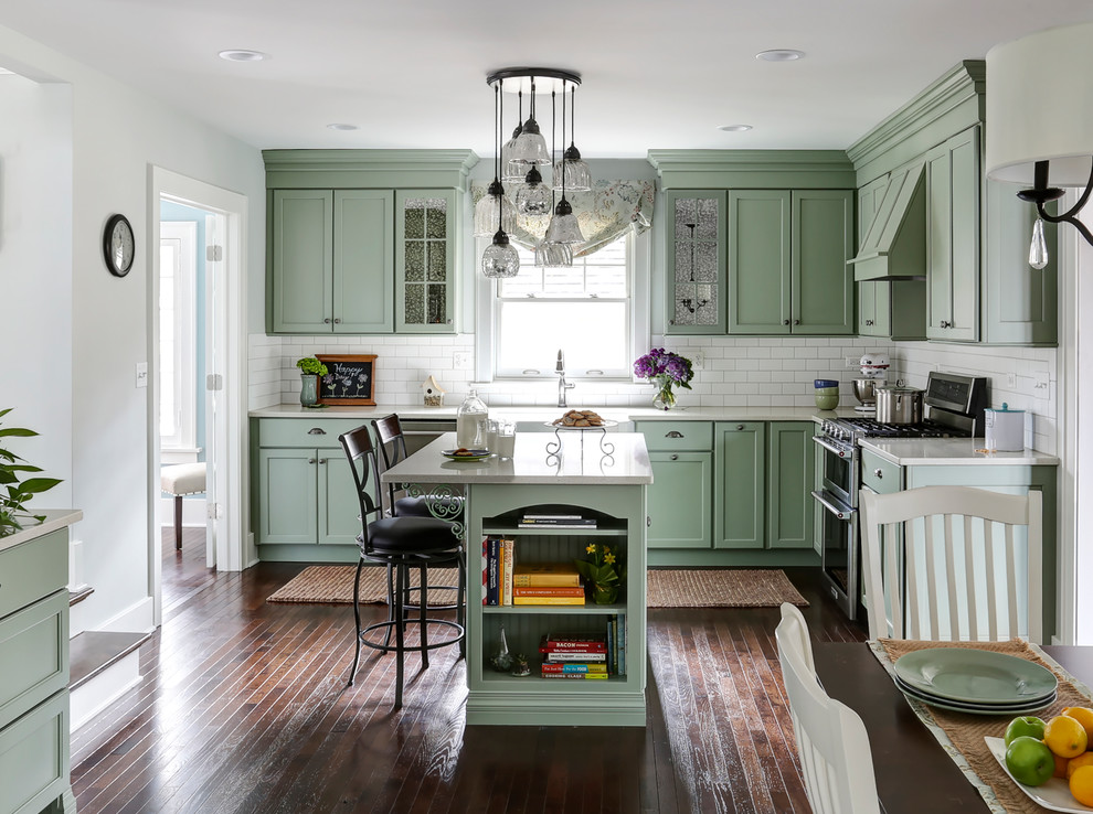 blue colonial kitchen cabinet and khaki wall