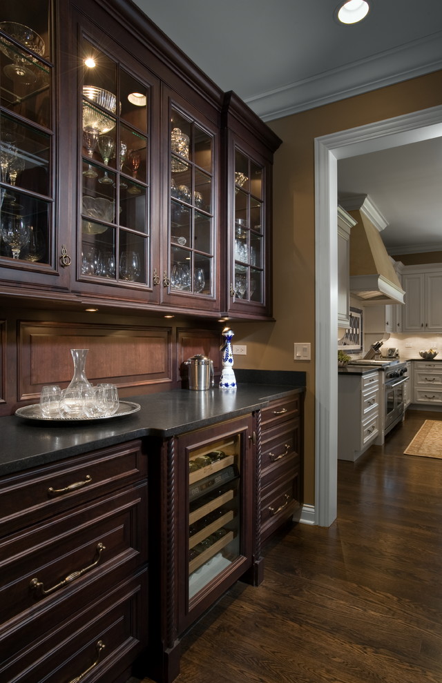 Vintage White Kitchen with Cherry Accents Traditional Kitchen