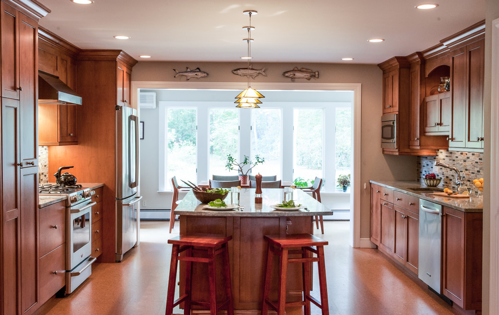 Warm And Cozy Kitchen With Open Plan Living Room Traditional Kitchen Boston By Westborough Design Center Inc Houzz