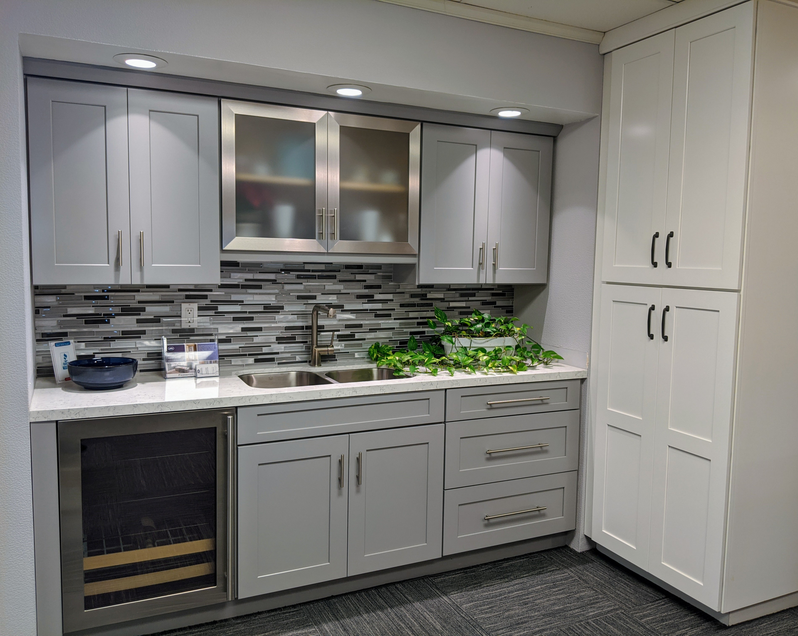 Waypoint Cabinets Maple With 650f Door In Stone Grey Linen White Paint Contemporary Kitchen San Francisco By Cabinets Etc Houzz