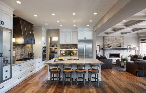 Open-concept Calgary kitchen with RTA Cabinets showcasing a DIY-friendly installation design