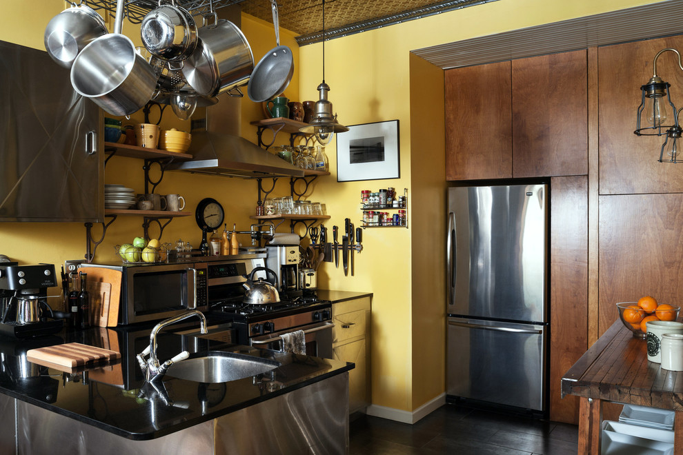 This is an example of a bohemian kitchen in New York.