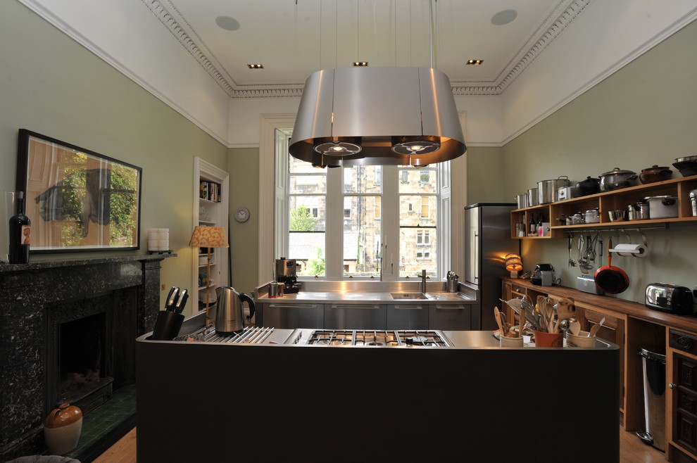 Example of a transitional galley kitchen design in Glasgow