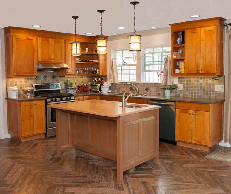 Westfield, Handmade kitchen and computer station Transitional