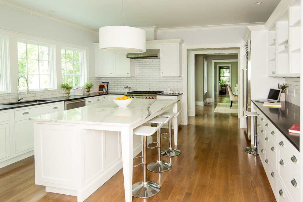 Inspiration for a rural kitchen in New York with stainless steel appliances.