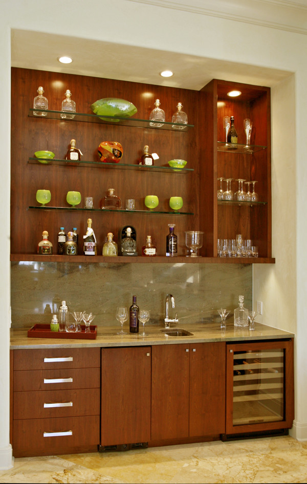 Design ideas for a contemporary home bar in Tampa.