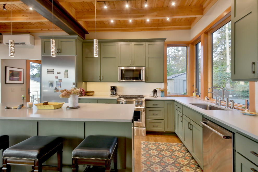 Example of a mountain style kitchen design in Seattle