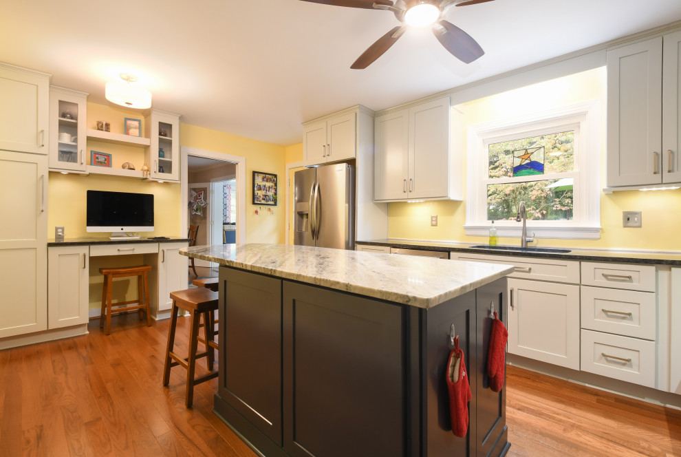 White and Blue Kitchen Design Richmond, VA Transitional Kitchen
