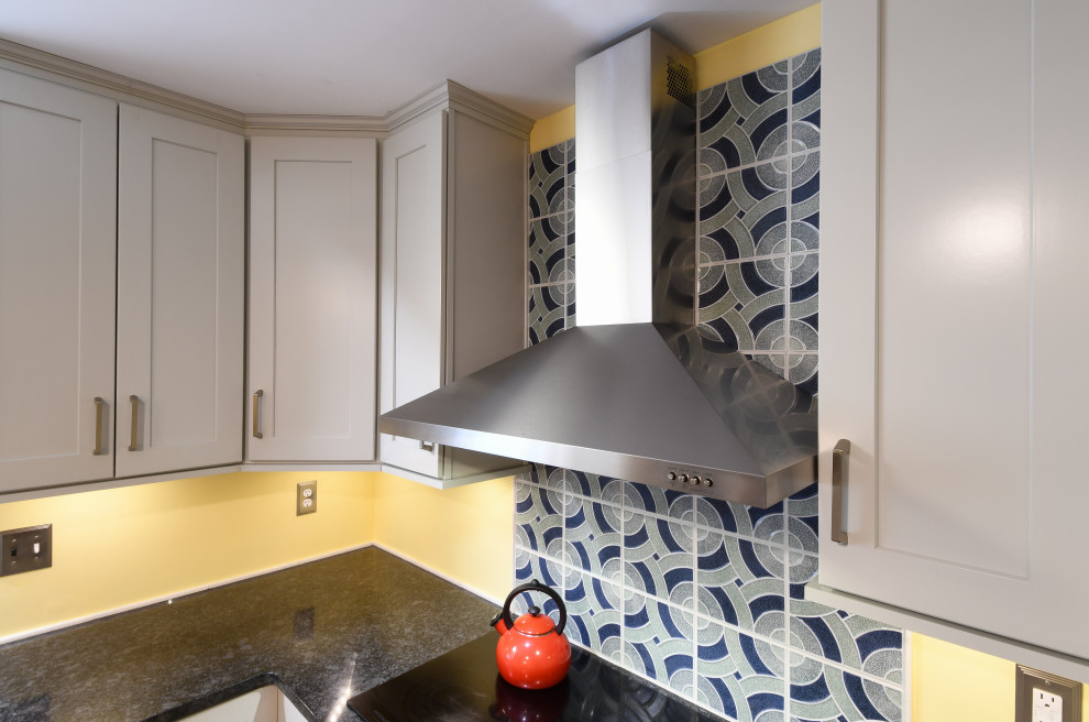 White and Blue Kitchen Design Richmond, VA Transitional Kitchen