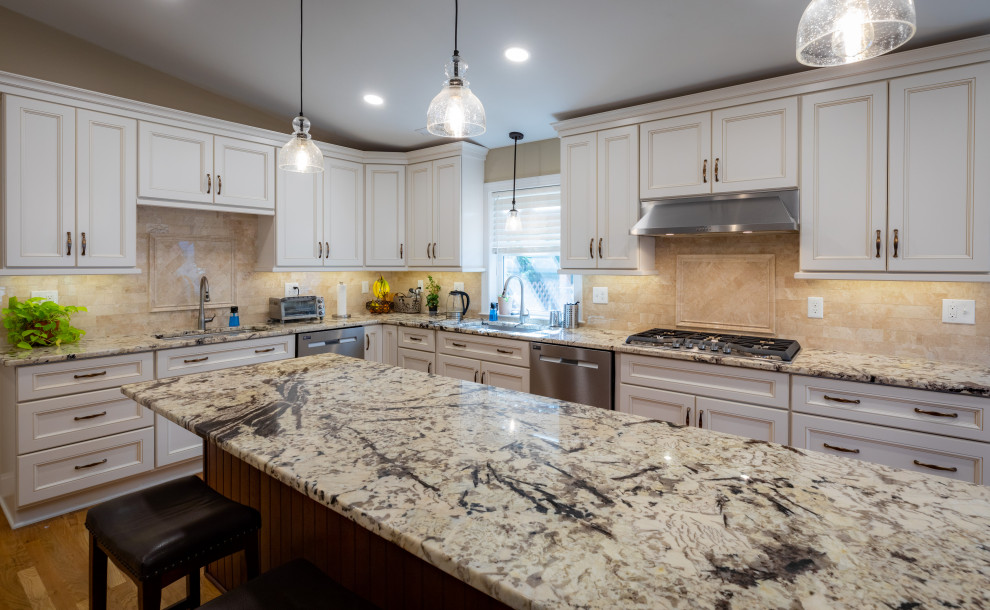 White & Burgundy Kitchen Design Richmond, VA ...