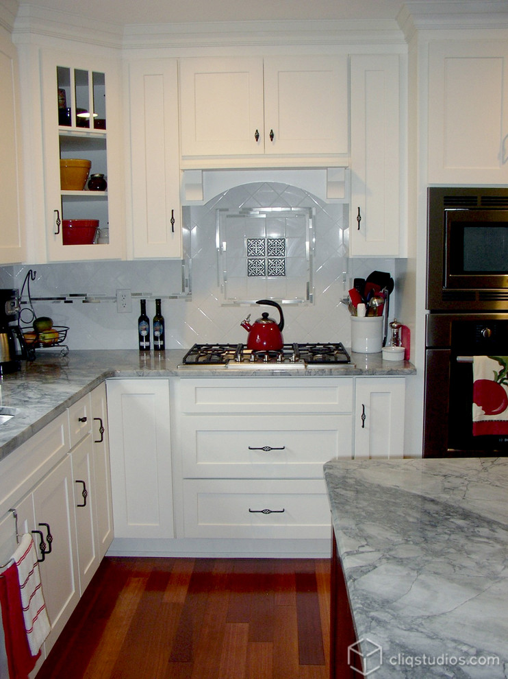 White and Cherry Kitchen Cabinets | Mission Cabinetry ...