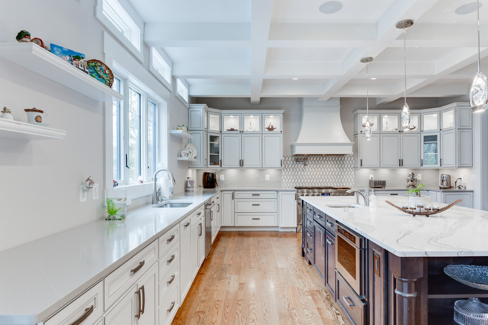 White and Dark Traditional Kitchen Design Vienna, VA Traditional