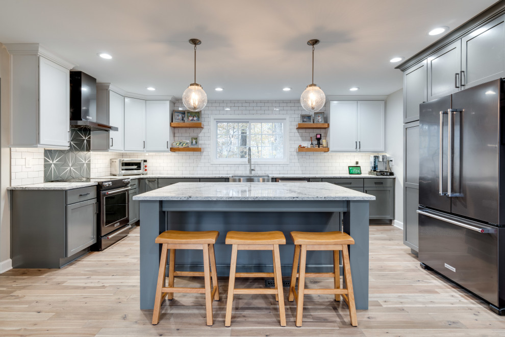 White & Grey Scandinavian Style Kitchen Design by Reico Kitchen & Bath