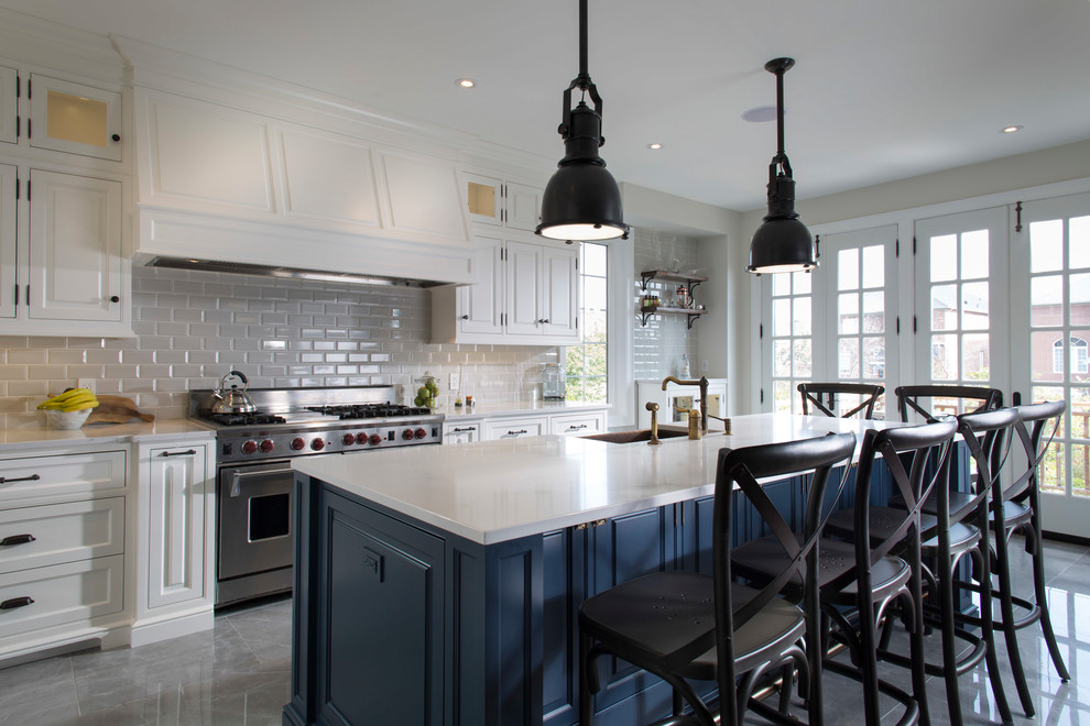 White & Navy Kitchen - Transitional - Kitchen - Toronto - by Chervin ...