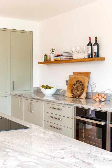 White & Sage Green Kitchen, with Island - Contemporary - Kitchen - West ...
