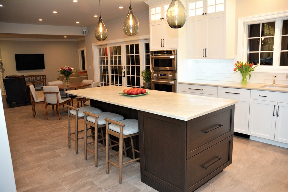 White & Walnut Transformation Transitional Kitchen New York by Zobel & Co. Kitchens Houzz