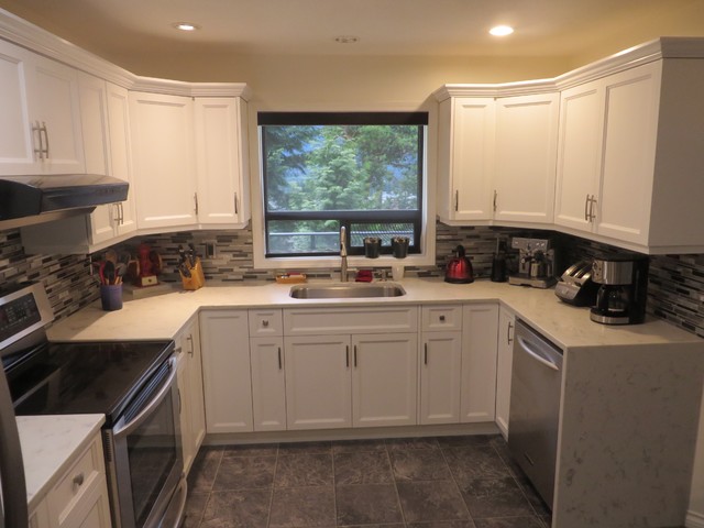 White Beveled Shaker Kitchen Long, Kitchen Cabinet Refacing Nanaimo
