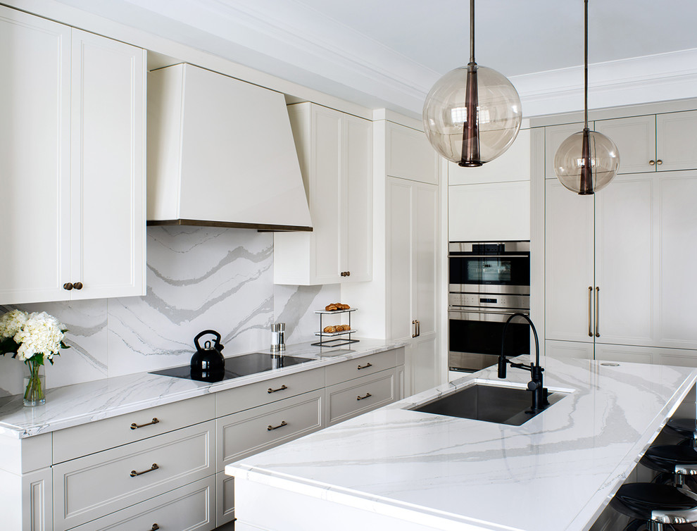 White, Black, Gold, and Grey Kitchen Moderne Cuisine Minneapolis