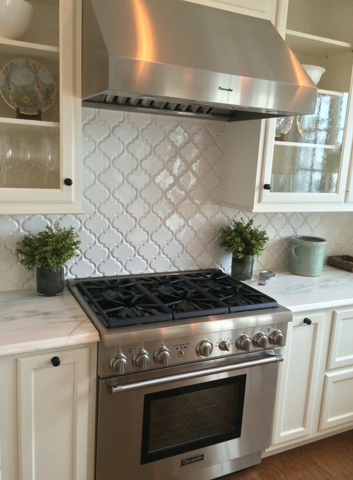 White Danby Marble Kitchen Countertop - Transitional - Kitchen ...