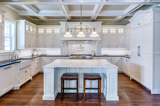 White Inset with Curved Armoire Refrigerator Kitchen
