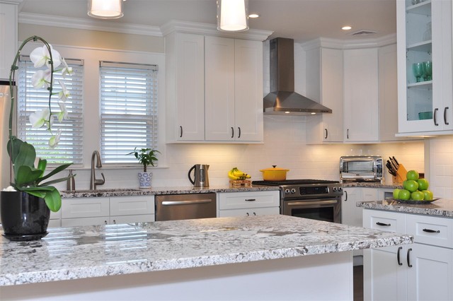 Transitional Kitchen New York Houzz Ie Transitional Kitchen, Kitchen Cabinet Kings Ice White Shaker