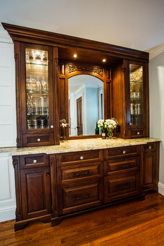 White Kitchen with Blue China Hutch Traditional Kitchen New York