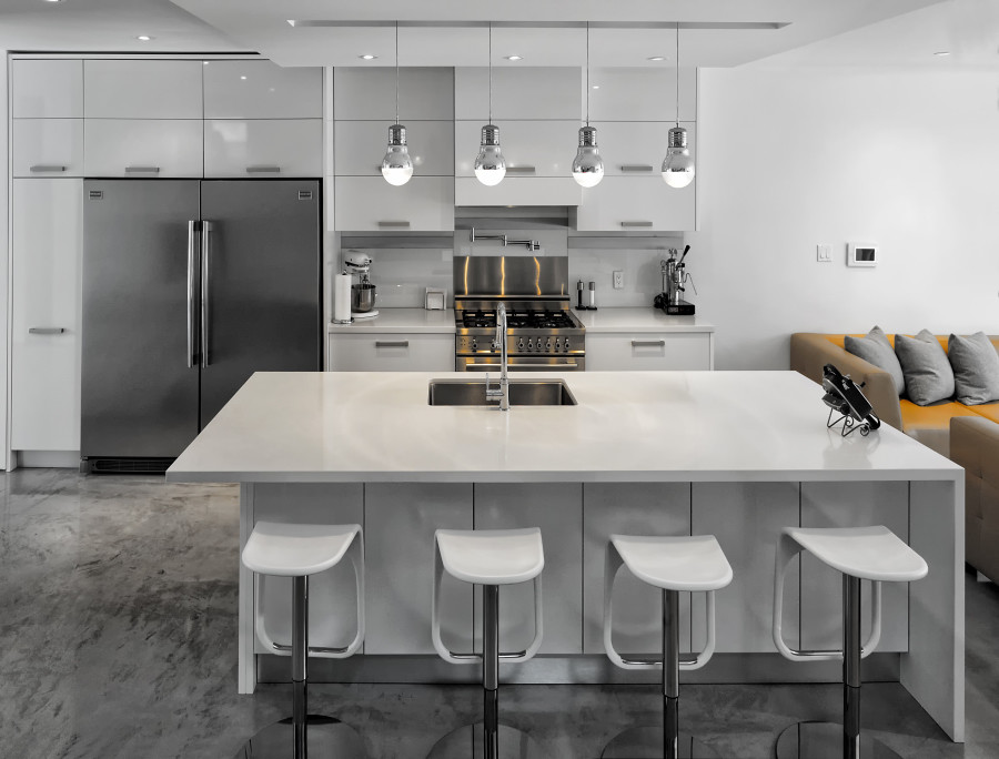 White Kitchen with Concrete Flooring - Modern - Kitchen - Toronto - by