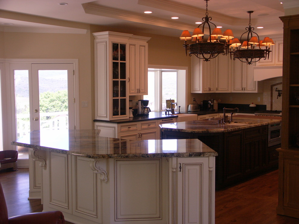 White Kitchen with Dark Stained Island Traditional Kitchen San Francisco by Dickinson