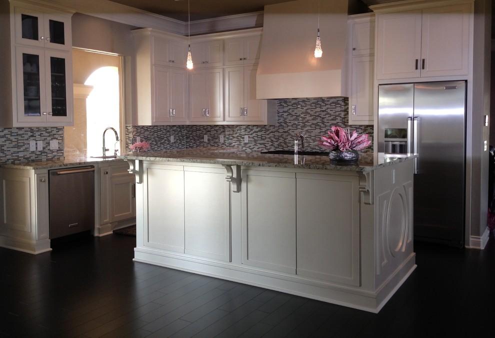 White Kitchen With Glass Tile Backsplash Contemporary Oklahoma City By Crh Design Build Houzz White Kitchen With Glass Tile, Custom Kitchen Cabinets Oklahoma City