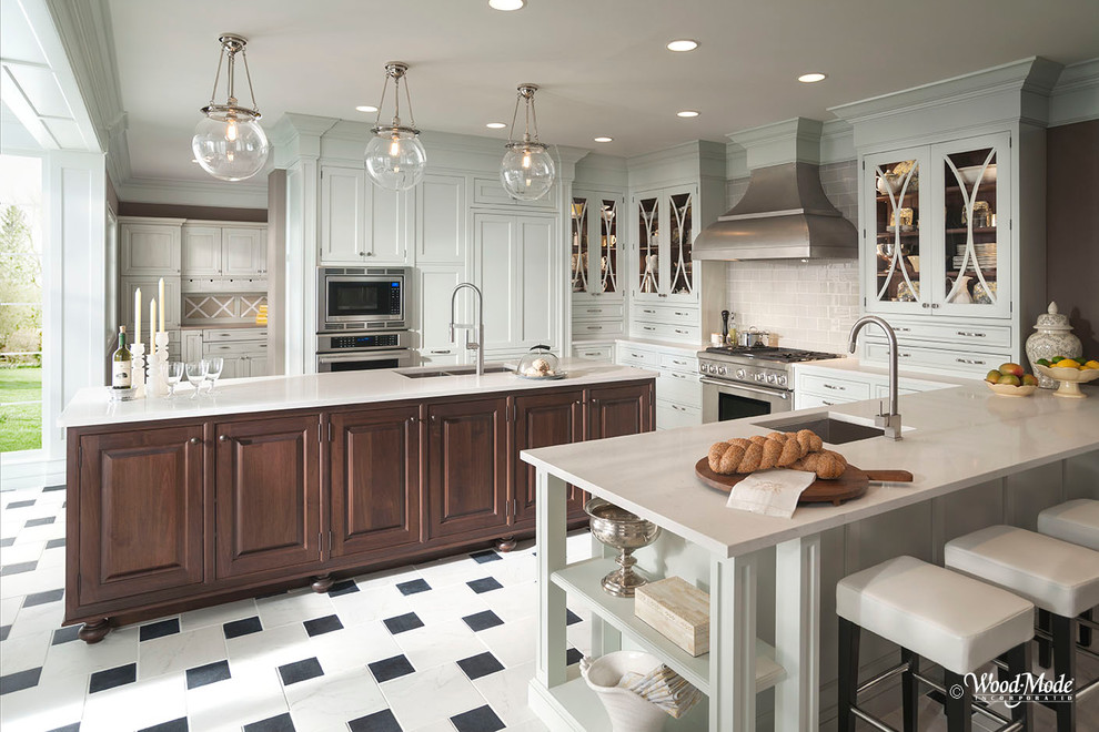White Kitchen with Wood Island - Traditional - Kitchen - Houston - by ...