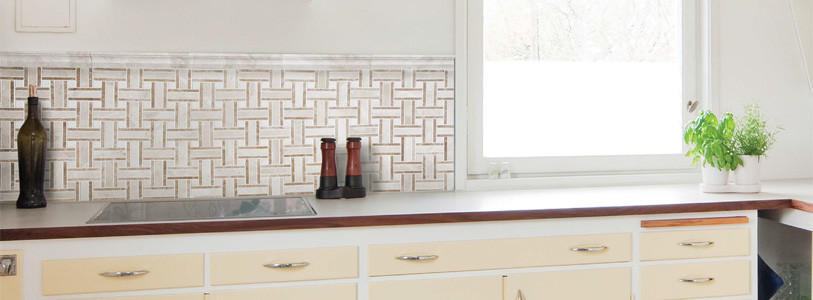 White Marble Basketweave Kitchen Backsplash Kitchen New York By Fiorano Tile Showrooms Houzz