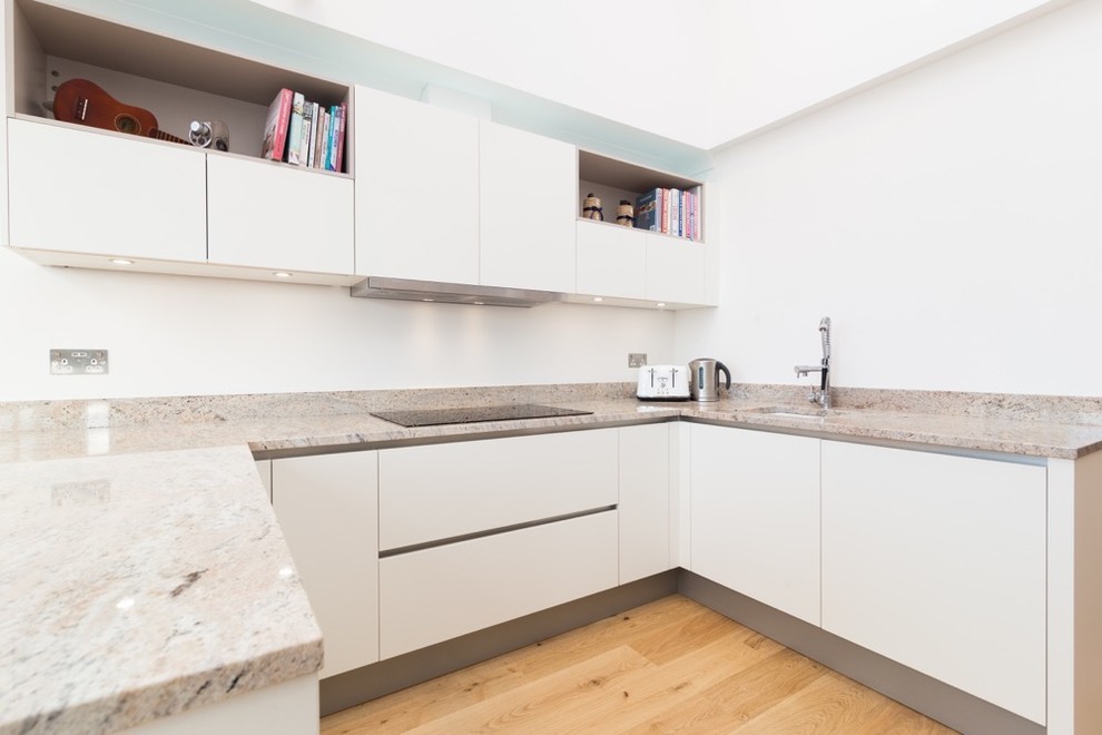 White matt handleless kitchen - Modern - Kitchen - London - by LWK ...