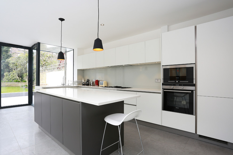 White Matt Kitchen With Island Modern Kitchen London By Lwk London Kitchens