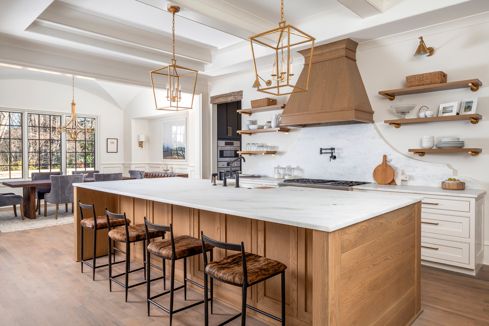 accent wall in white kitchen