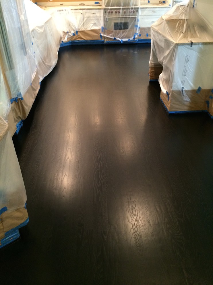White Oak Flooring Stain Layering With Ebony Aniline Dye And Espresso Stain Modern Kitchen Boston By G S Floor Service