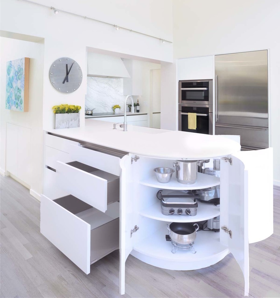 White on White Galley Kitchen Modern Kitchen Burlington by
