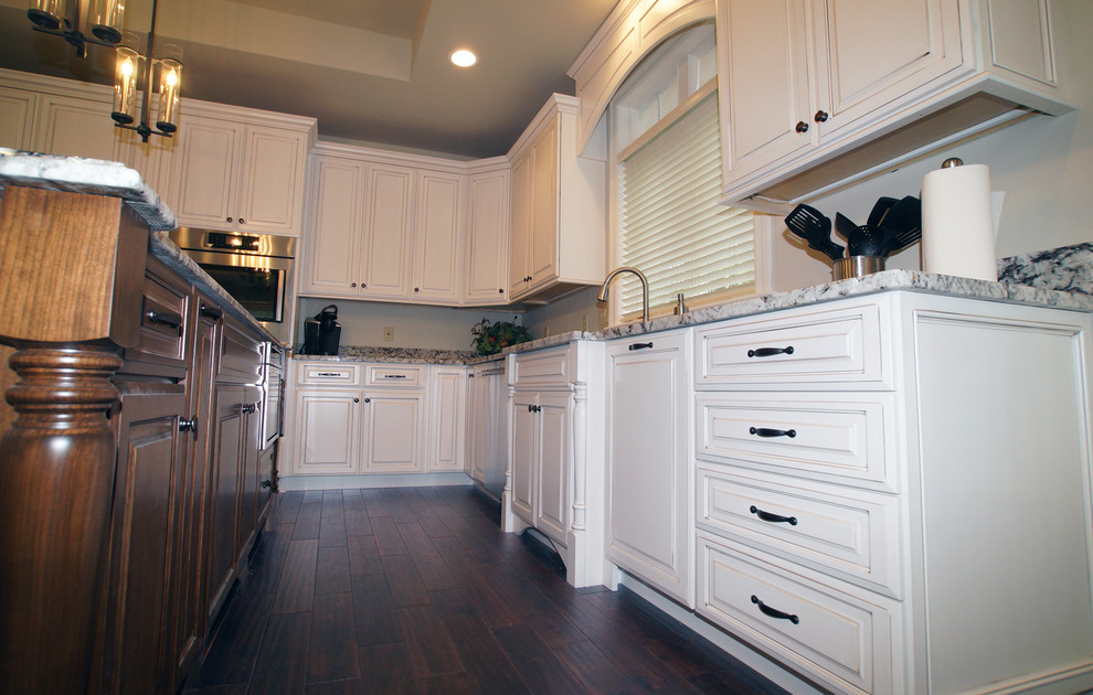 White Painted with Mocha Stained Island Traditional