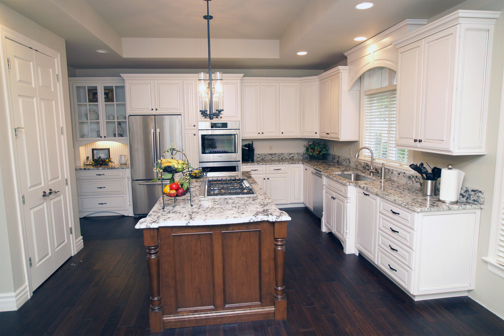 White Painted with Mocha Stained Island Traditional