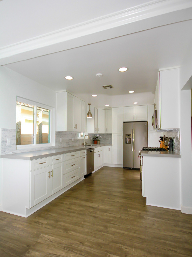 WHITE SHAKER CABINETS MARBLE BACKSPLASH - Kitchen - New ...